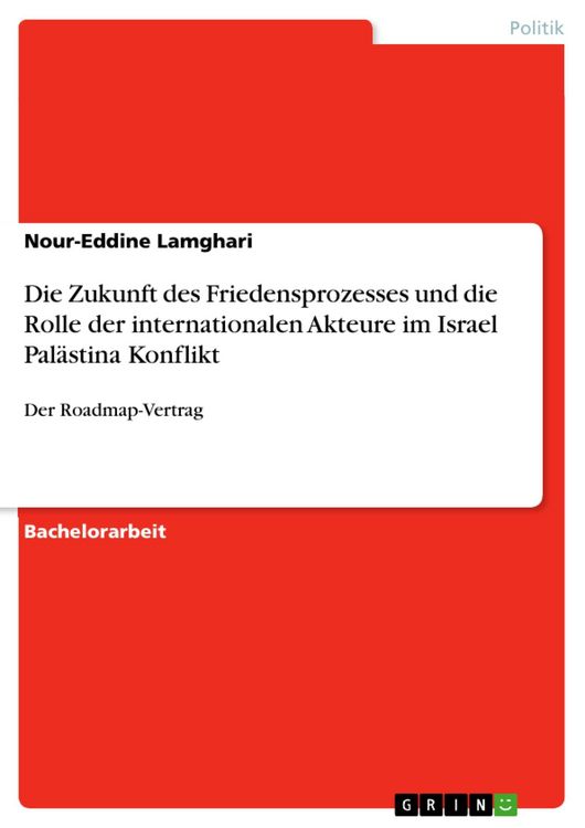 Produktbild: Die Zukunft des Friedensprozesses und die Rolle der internationalen Akteure im Israel Pal&auml;stina Konflikt