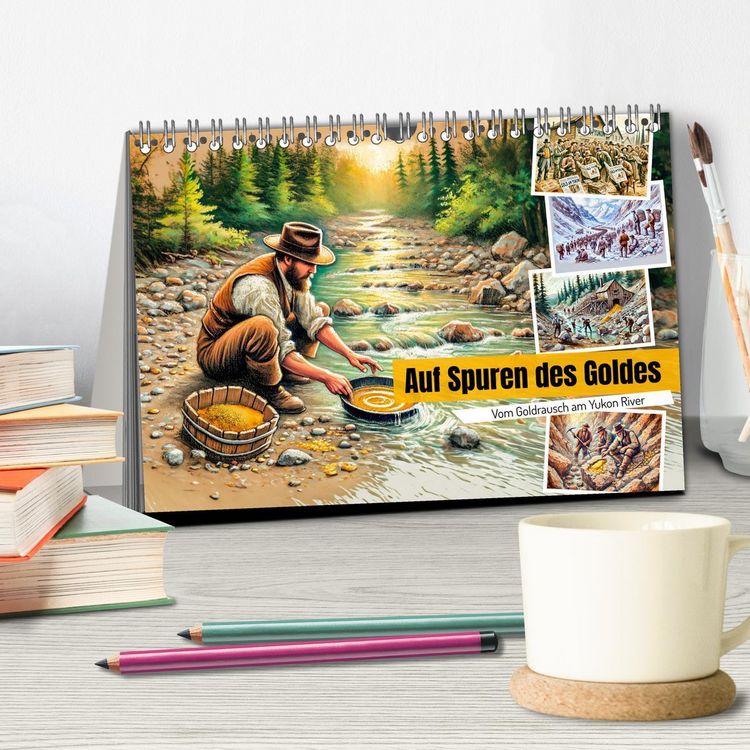 Produktbild: Auf den Spuren des Goldes - Vom Goldrausch am Yukon River (Tischkalender 2026 DIN A5 quer), CALVENDO Monatskalender