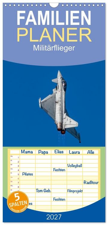 Produktbild: Familienplaner 2027 - Milit&auml;rflieger mit 5 Spalten (Wandkalender, 21 x 45 cm) CALVENDO