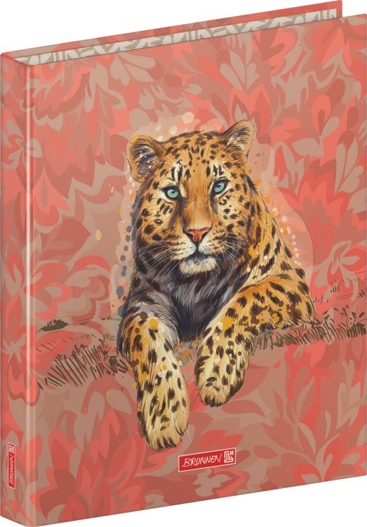 Produktbild: Brunnen Ringbuch &bdquo;Leopard&ldquo; Safari World &brvbar; A4, 2 Ringe, F&uuml;llh&ouml;he: 20 mm, rot/braun