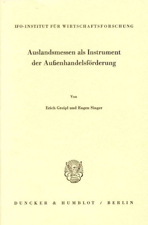 Produktbild: Auslandsmessen als Instrument der Au&szlig;enhandelsf&ouml;rderung.