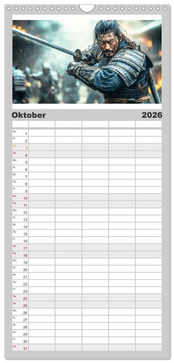 Produktbild: Familienplaner 2026 - Mein Samurai mit 5 Spalten (Wandkalender, 21 x 45 cm) CALVENDO