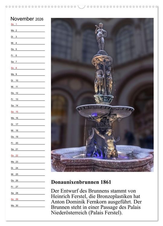 Produktbild: Brunnenkunst in Wien (hochwertiger Premium Wandkalender 2026 DIN A2 hoch), Kunstdruck in Hochglanz