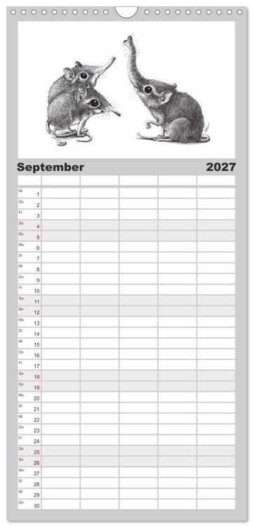 Produktbild: Familienplaner 2027 - TIERONISCH mit 5 Spalten (Wandkalender, 21 x 45 cm) CALVENDO