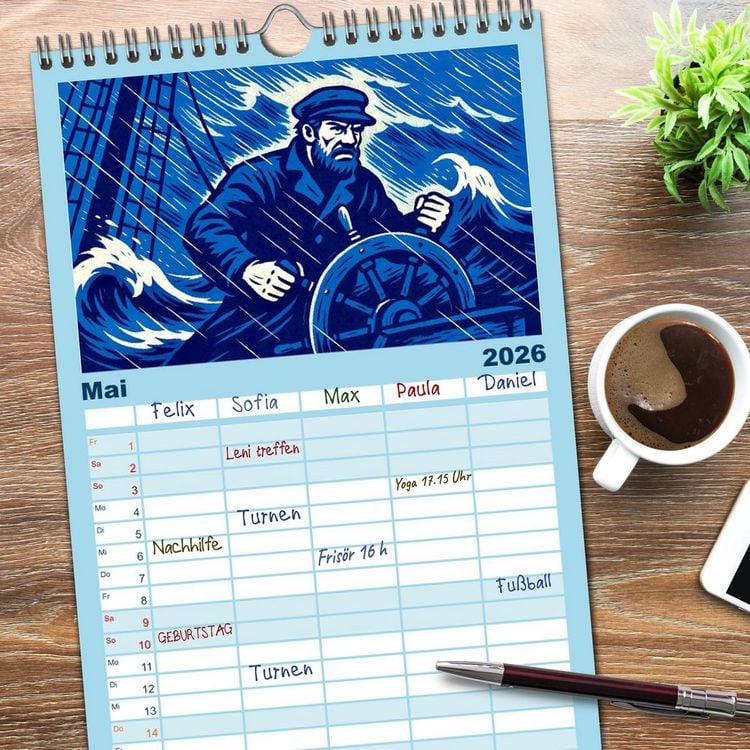 Produktbild: Familienplaner 2026 - Das Meer in der Weltliteratur mit 5 Spalten (Wandkalender, 21 x 45 cm) CALVENDO