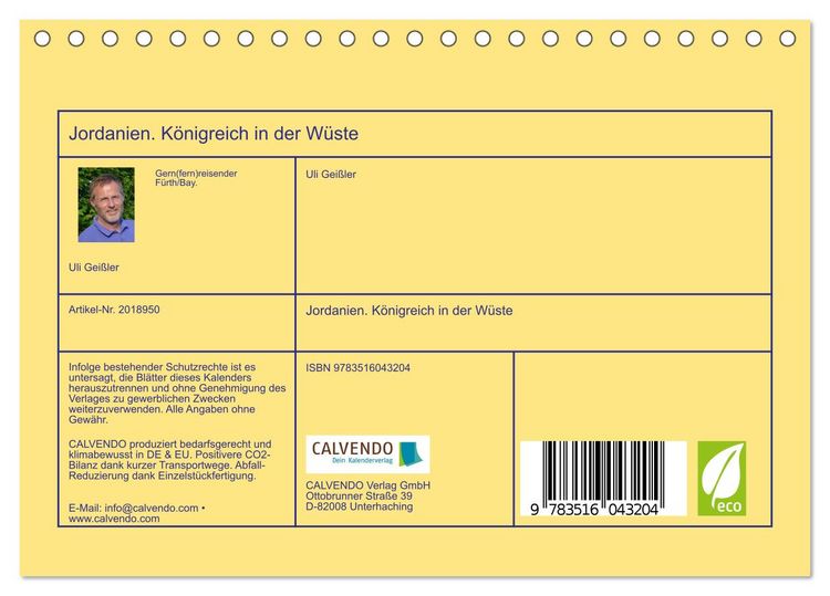 Produktbild: Jordanien. K&ouml;nigreich in der W&uuml;ste (Tischkalender 2026 DIN A5 quer), CALVENDO Monatskalender