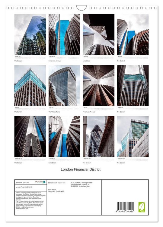 Produktbild: London Financial District (Wandkalender 2026 DIN A3 hoch), CALVENDO Monatskalender