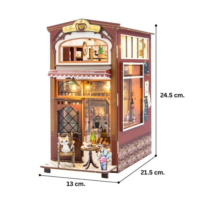 Produktbild: FiguredArt M2411 - DIY Book Nook, Coffee Shop, Kaffeehaus, Puzzle, 62 Teile, Miniatur-Diorama
