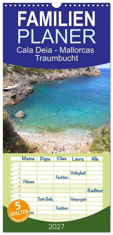 Produktbild: Familienplaner 2027 - Cala Deia - Mallorcas Traumbucht mit 5 Spalten (Wandkalender, 21 x 45 cm) CALVENDO