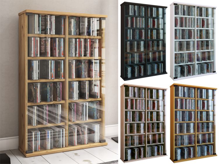 Produktbild: Holz CD DVD Stand Regal Schrank Roma Glast&uuml;r