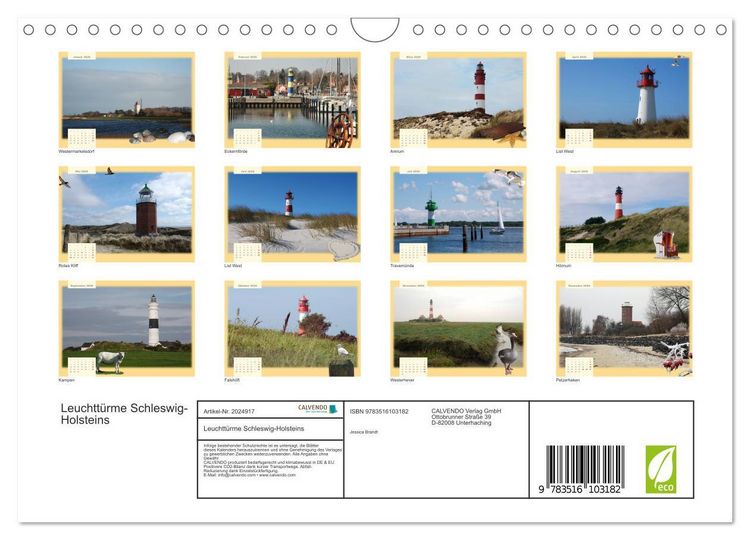 Produktbild: Leuchtt&uuml;rme Schleswig-Holsteins (Wandkalender 2026 DIN A4 quer), CALVENDO Monatskalender