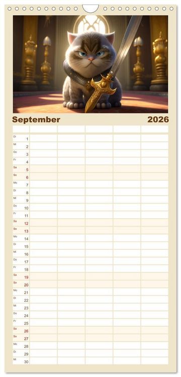 Produktbild: Familienplaner 2026 - Lustige K&auml;tzchen mit 5 Spalten (Wandkalender, 21 x 45 cm) CALVENDO