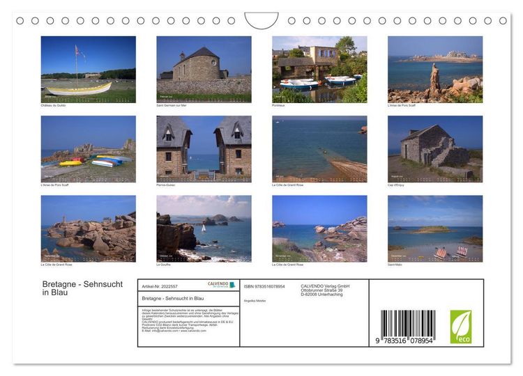 Produktbild: Bretagne - Sehnsucht in Blau (Wandkalender 2026 DIN A4 quer), CALVENDO Monatskalender
