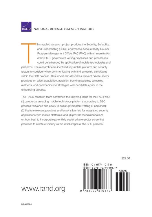Produktbild: Harnessing Mobile Technology to Enable U.S. Personnel Vetting