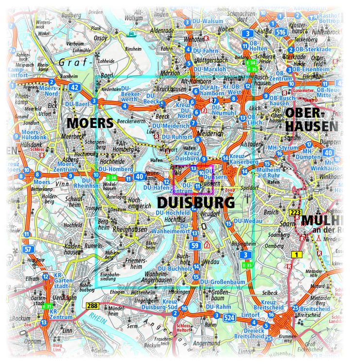 Duisburg. Stadtplan 1:18 000
