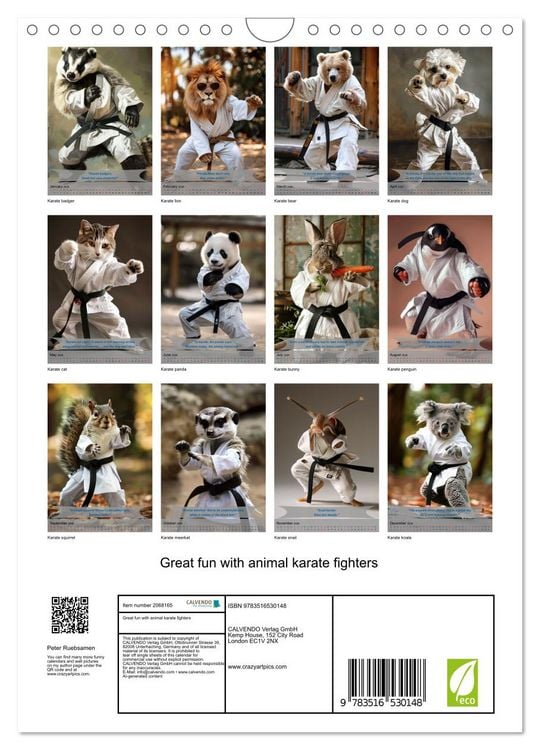 Produktbild: Great fun with animal karate fighters (Wall Calendar 2026 DIN A4 portrait), CALVENDO 12 Month Wall Calendar