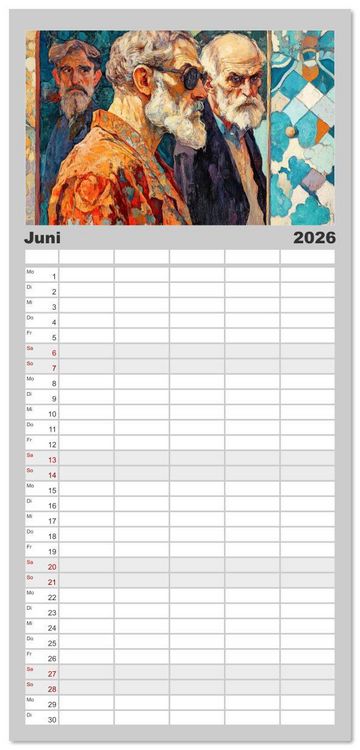 Produktbild: Familienplaner 2026 - Im Stil des Art Nouveau mit 5 Spalten (Wandkalender, 21 x 45 cm) CALVENDO