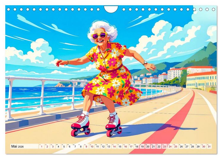 Produktbild: Oma rockt den Ruhestand - Lustiger Frauenkalender mit Humor (Wandkalender 2026 DIN A4 quer), CALVENDO Monatskalender