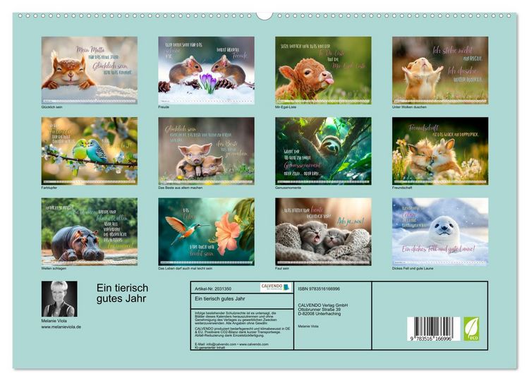 Produktbild: Ein tierisch gutes Jahr (hochwertiger Premium Wandkalender 2026 DIN A2 quer), Kunstdruck in Hochglanz