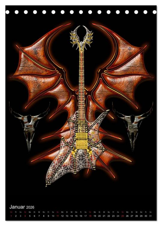 Produktbild: Heroische Gitarren (Tischkalender 2026 DIN A5 hoch), CALVENDO Monatskalender