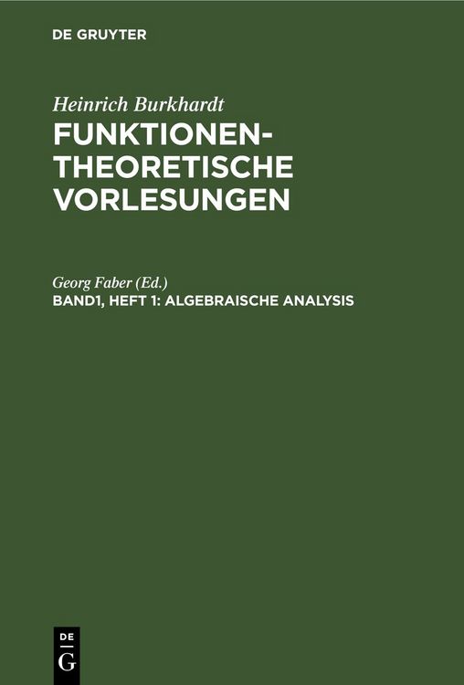 Produktbild: Algebraische Analysis