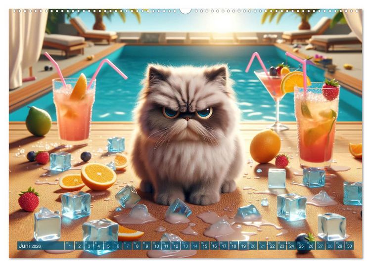 Produktbild: Katzenlaunen - Durch das Jahr mit Fluff und Grummeln (hochwertiger Premium Wandkalender 2026 DIN A2 quer), Kunstdruck in Hochglanz