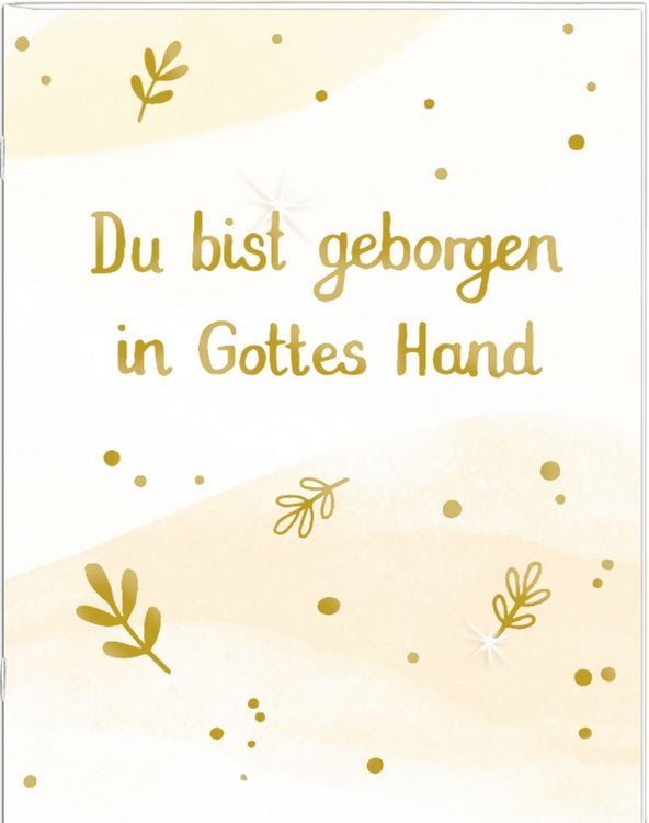 Produktbild: Holzkreuz mit Mini-B&uuml;chlein &ndash; Du bist geborgen in Gottes Hand