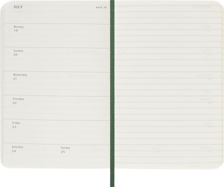 Produktbild: Moleskine 12 Monate Wochen Notizkalender 2027, Pocket/A6, 1 Wo = 1 Seite, rechts linierte Seite, Weicher Einband, Myrtengr&uuml;n