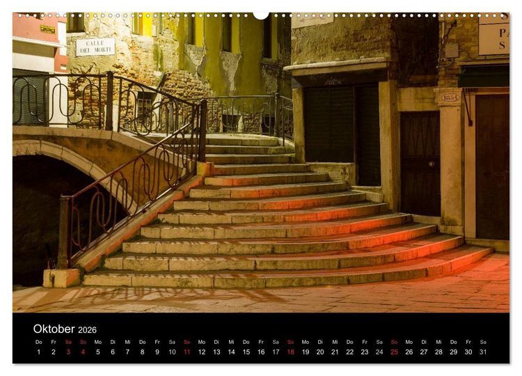 Produktbild: Venedig bei Nacht (hochwertiger Premium Wandkalender 2026 DIN A2 quer), Kunstdruck in Hochglanz