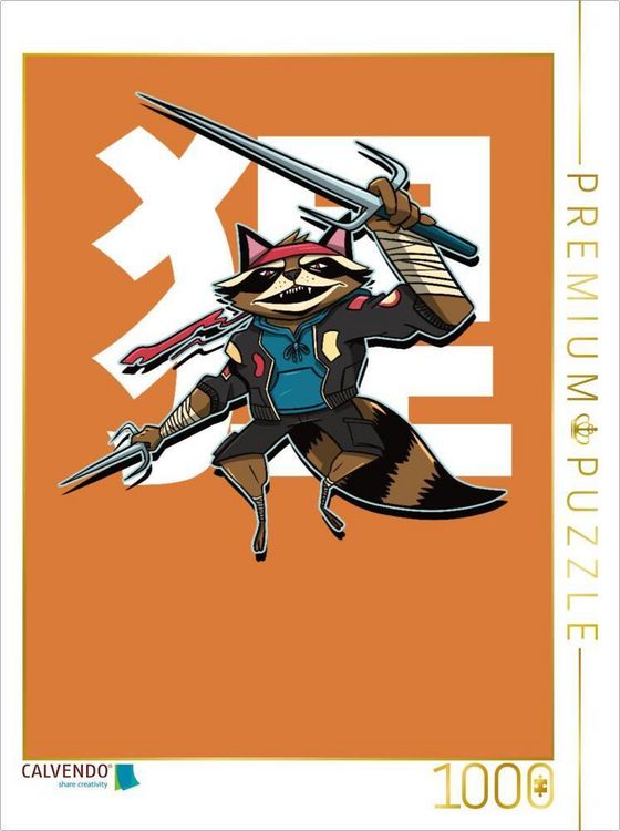 Produktbild: CALVENDO Puzzle Waschb&auml;r Samurai | 1000 Teile Lege-Gr&ouml;&szlig;e 64x48cm Foto-Puzzle f&uuml;r gl&uuml;ckliche Stunden