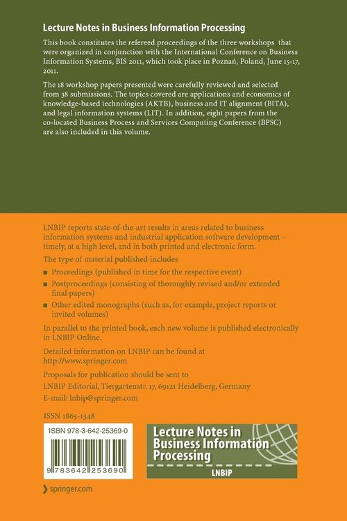 Produktbild: Business Information Systems Workshops