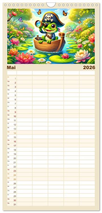 Produktbild: Familienplaner 2026 - Kleine Piraten, Gro&szlig;e Tr&auml;ume" - Ein Kalender f&uuml;r junge Entdecker mit 5 Spalten (Wandkalender, 21 x 45 cm) CALVENDO