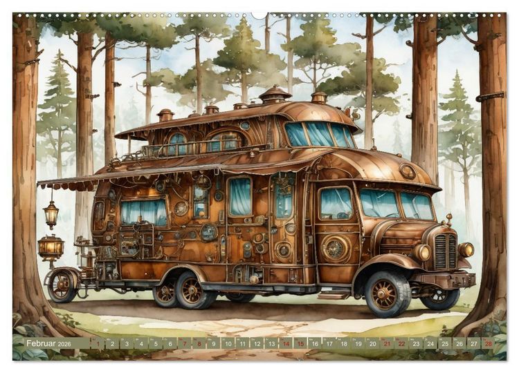 Produktbild: Steampunk Wohnmobile (Wandkalender 2026 DIN A2 quer), CALVENDO Monatskalender
