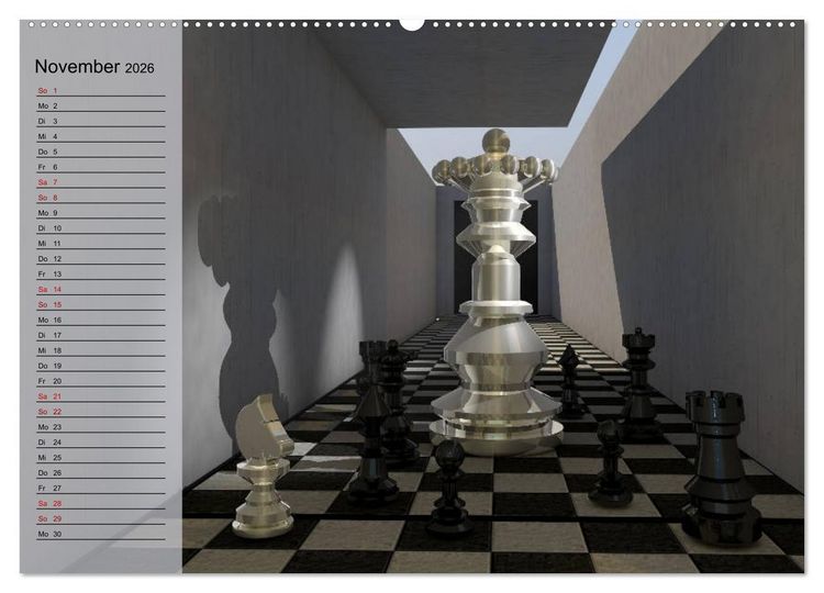 Produktbild: SCHACH - Spiel der K&ouml;nige (hochwertiger Premium Wandkalender 2026 DIN A2 quer), Kunstdruck in Hochglanz