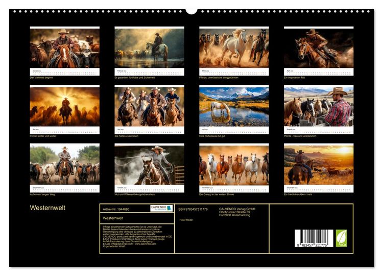 Produktbild: Westernwelt (hochwertiger Premium Wandkalender 2026 DIN A2 quer), Kunstdruck in Hochglanz