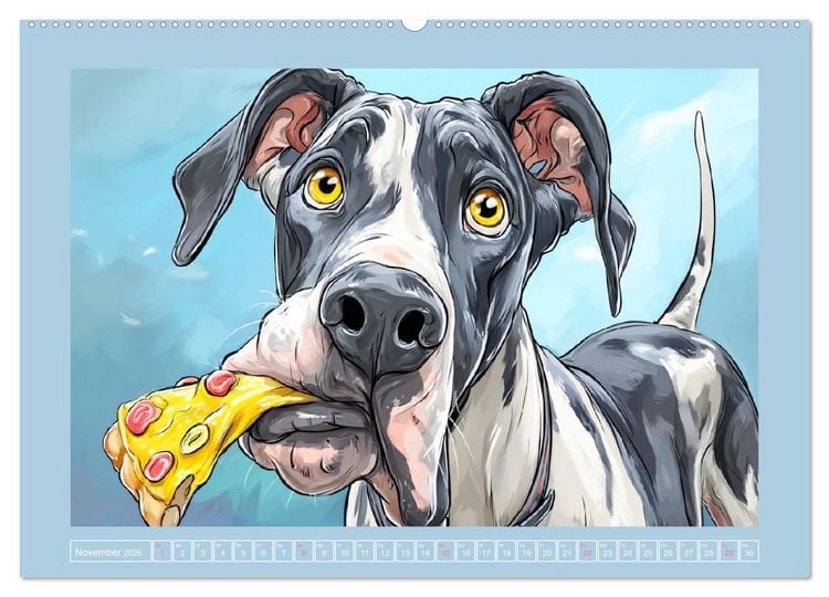 Produktbild: Die Dogge. Lustige Hunde Cartoons f&uuml;r gute Laune (hochwertiger Premium Wandkalender 2026 DIN A2 quer), Kunstdruck in Hochglanz