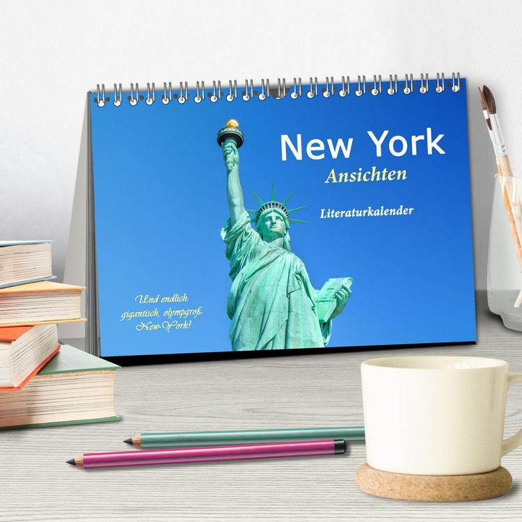 Produktbild: New York Ansichten - Literaturkalender (Tischkalender 2026 DIN A5 quer), CALVENDO Monatskalender