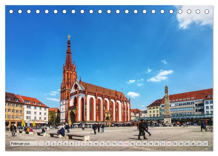 Produktbild: W&uuml;rzburg und Veitsh&ouml;chheim - romantische Rokoko St&auml;dte am Main (Tischkalender 2026 DIN A5 quer), CALVENDO Monatskalender