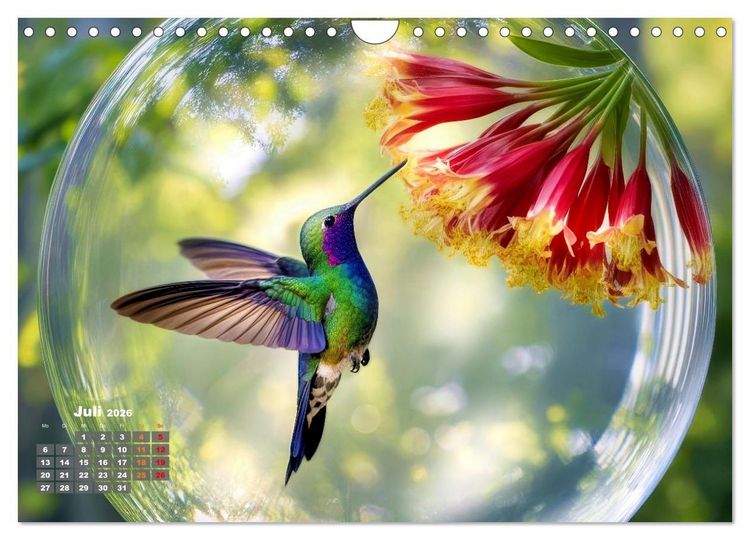 Produktbild: Kolibri in der Glaskugel (Wandkalender 2026 DIN A4 quer), CALVENDO Monatskalender