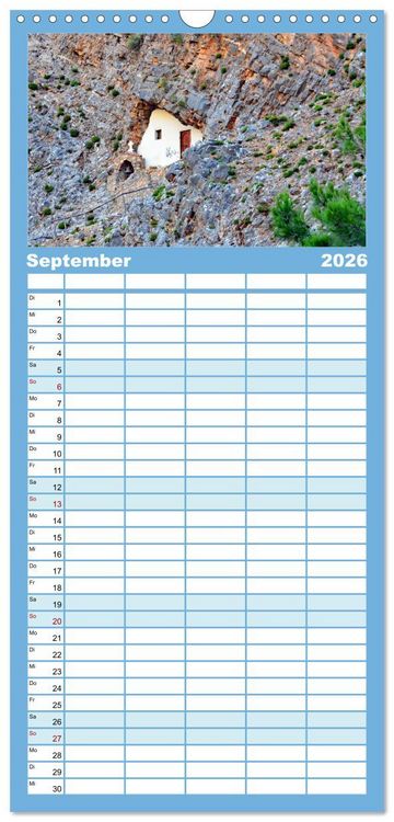 Produktbild: Familienplaner 2026 - Kreta - Insel der Kapellen mit 5 Spalten (Wandkalender, 21 x 45 cm) CALVENDO