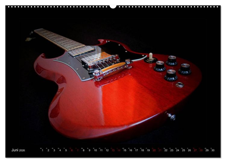 Produktbild: Rockgitarren im Blitzlicht (hochwertiger Premium Wandkalender 2026 DIN A2 quer), Kunstdruck in Hochglanz