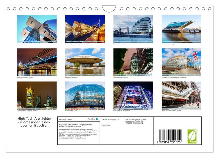 Produktbild: High-Tech-Architektur - Impressionen eines modernen Baustils (Wandkalender 2026 DIN A4 quer), CALVENDO Monatskalender