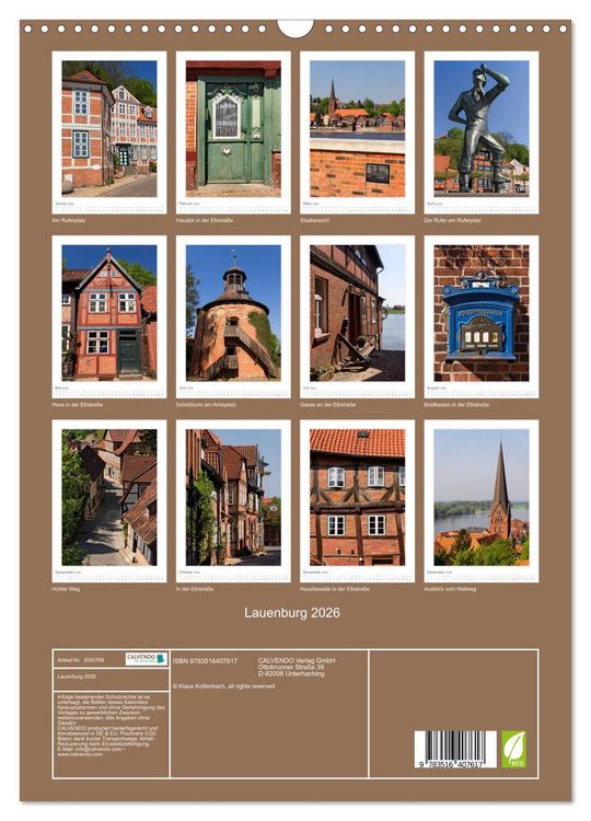 Produktbild: Lauenburg 2026 (Wandkalender 2026 DIN A3 hoch), CALVENDO Monatskalender