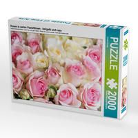 Produktbild: CALVENDO Puzzle Rosen in zarten Pastellt&ouml;nen - hellgelb und rosa | 2000 Teile Lege-Gr&ouml;&szlig;e 90x67cm Foto-Puzzle f&uuml;r gl&uuml;ckliche Stunden