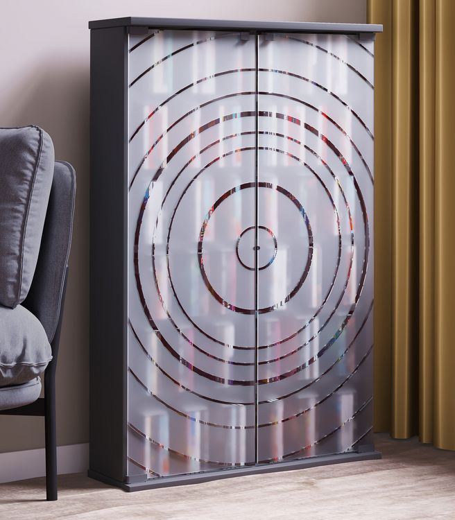 Produktbild: Holz CD DVD Stand Regal Schrank Glast&uuml;r Tilano L