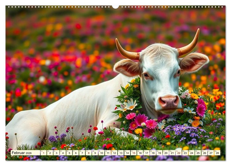Produktbild: Zauberhaft geschm&uuml;cktes Milchvieh (hochwertiger Premium Wandkalender 2026 DIN A2 quer), Kunstdruck in Hochglanz