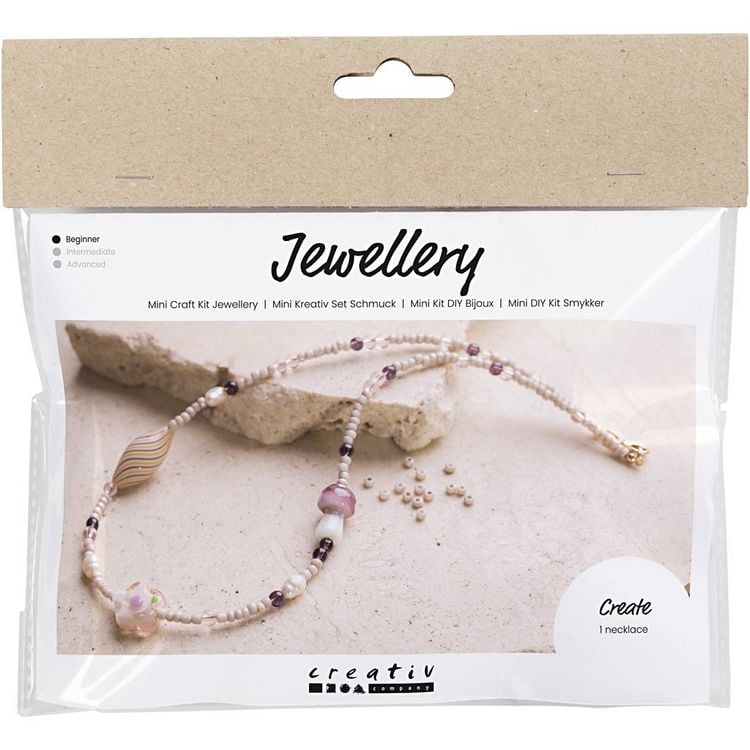 Produktbild: Creativ Company DIY Sets Beads Mini Kreativ Set Schmuck, Ros&eacute;t&ouml;ne, Markante Halskette, Kreativ Box