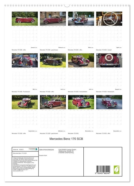 Produktbild: Mercedes Benz 170 SCB (hochwertiger Premium Wandkalender 2025 DIN A2 hoch), Kunstdruck in Hochglanz