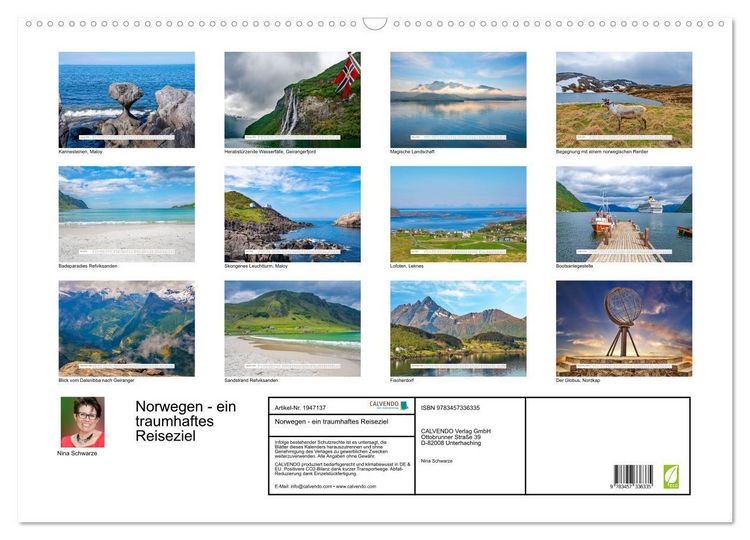Produktbild: Norwegen - ein traumhaftes Reiseziel (Wandkalender 2026 DIN A2 quer), CALVENDO Monatskalender