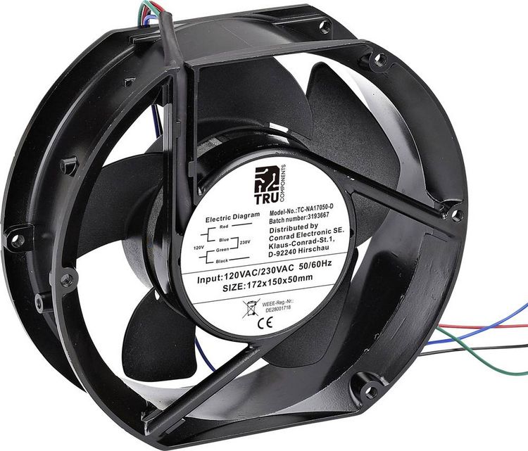 Produktbild: TRU COMPONENTS TC-NA17050-D Axiall&uuml;fter 230 V/AC, 120 V/AC 310 m&sup3;/h (L x B x H) 172 x 150 x 50 mm